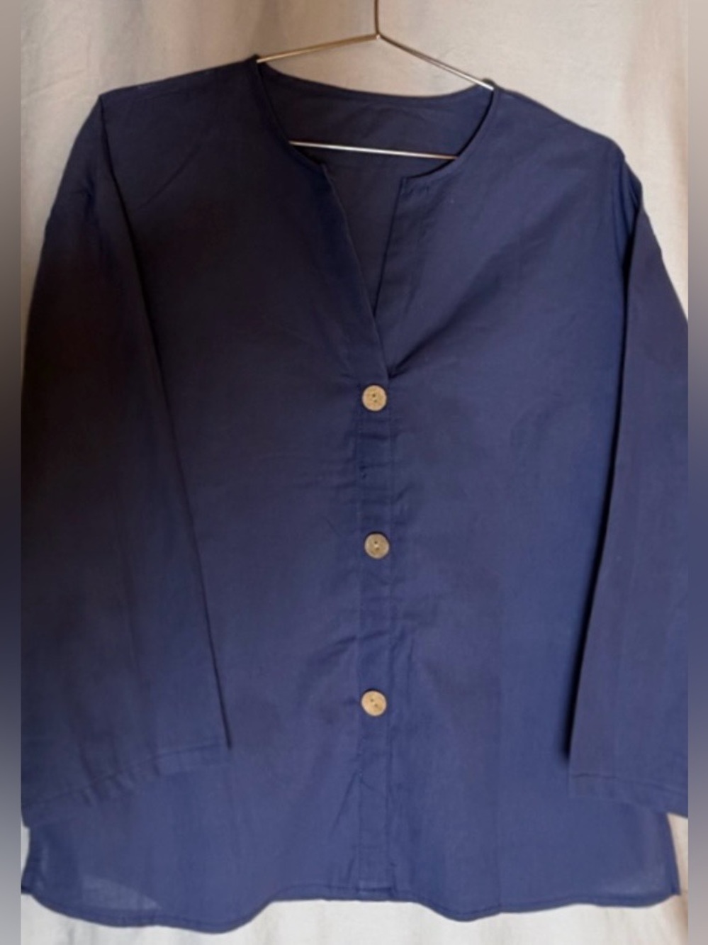 Classic Navy Button-Front Women's Shirt, Pull
over, decorative button front XL
